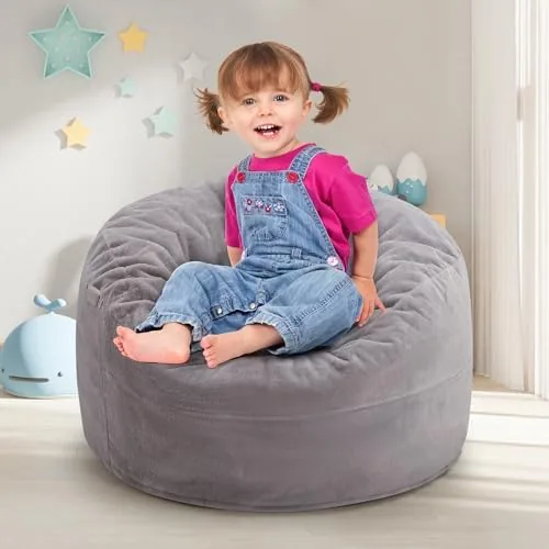 hobestluk kids bean bag chair 25ft small seat with plush cover grey
