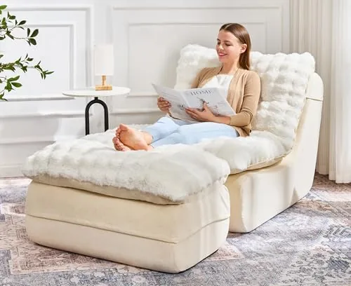 hobestluk small couch sofa chaise lounge chair recliner chair with footrest